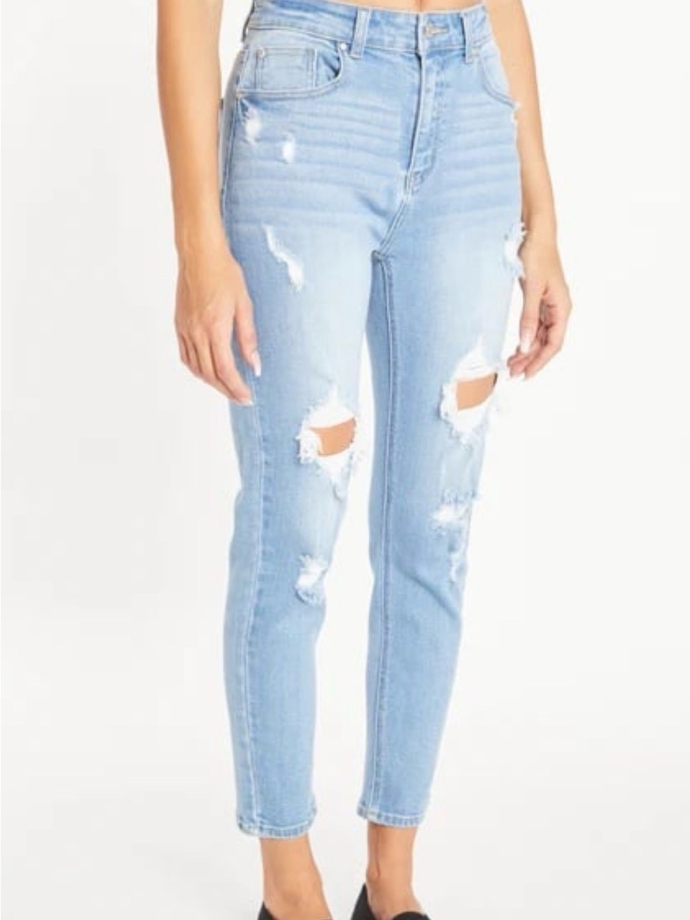 Junior's Arizona High rise Heavily Destructed Skinny Jeggings Size 0 - Picture 1 of 3